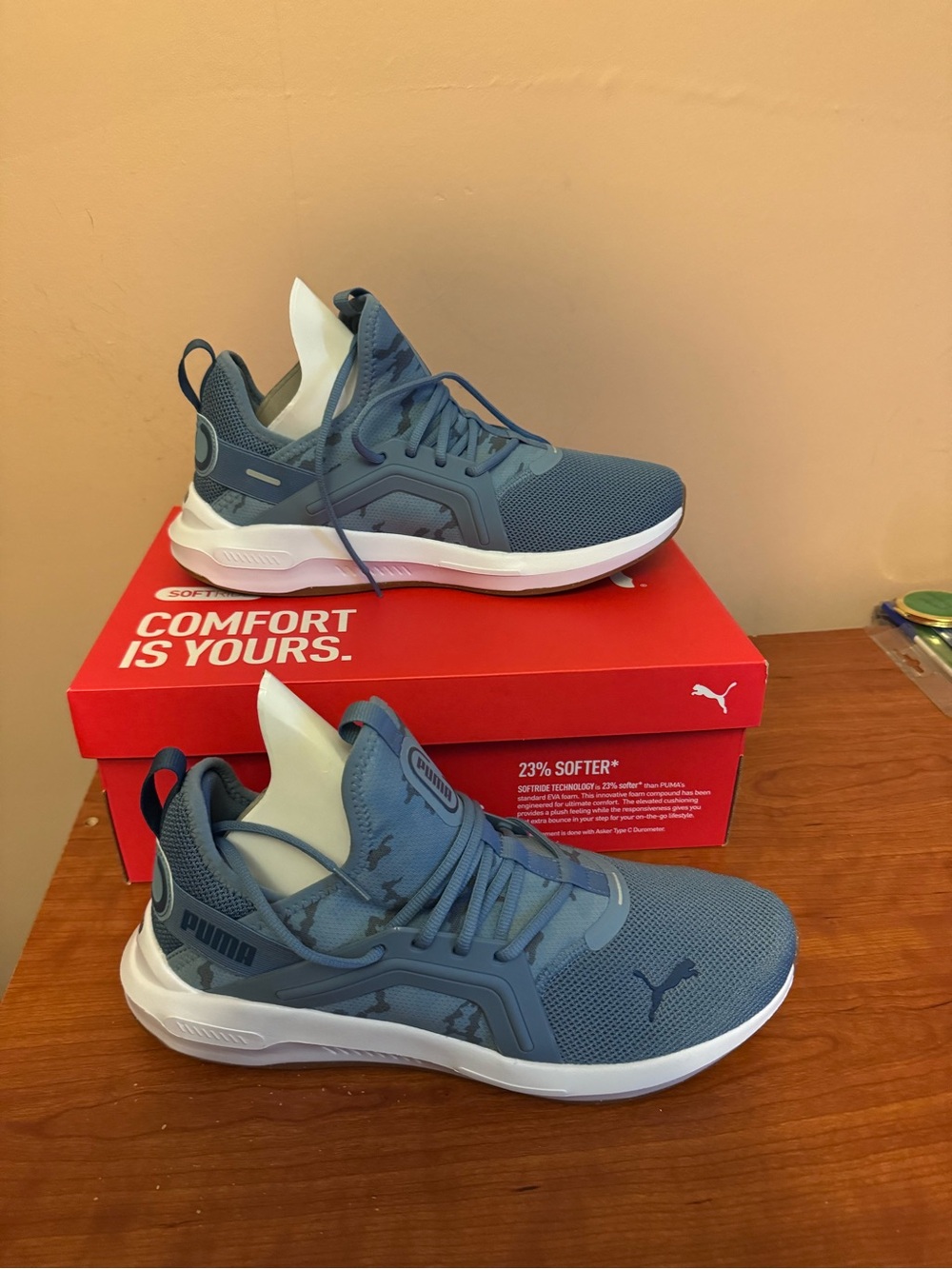 Puma Men's Blue Gray Mesh Lifestyle Sneakers